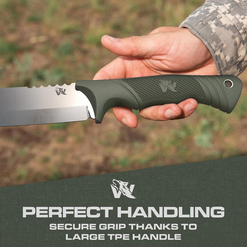 ODENWOLF W Machete - Survival Machete Full Tang with Sheath - Strong D2 Steel Knife Machete for Cutting Trees, for Yard Work, and for Bushcrafting and Big Tactical Knife with TPE-Handle - Image 5